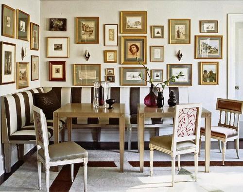 rikkaus kultainen kuvakehys seinä ruokasali kulmasohva raidat