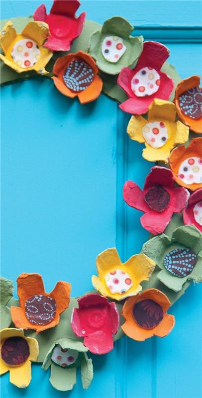 kierrätys näpertely muna kartonki tinker lasten kanssa tinker wc -paperin kukkia värikkäitä