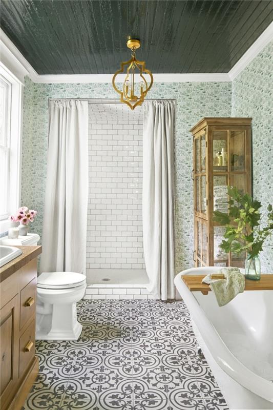 retro laatat lattialaatat kylpyhuone kasvit valkoinen saniteettitavarat