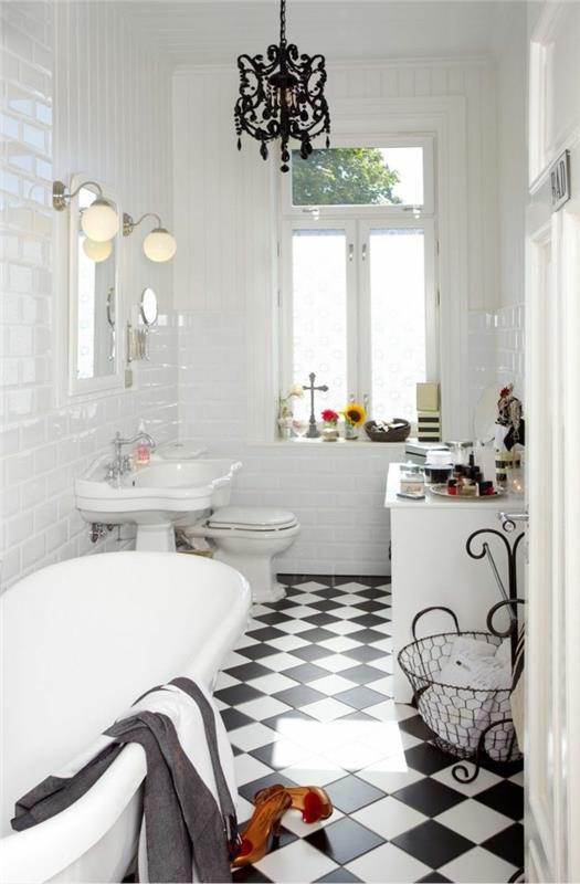 retro laatat retro kylpyhuoneen lattia valkoinen musta