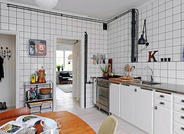 retro keittiön seinälaatat valkoinen neliö