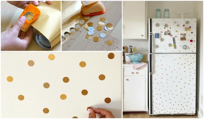retro jääkaappi kultaiset pisteet suunnitella itse