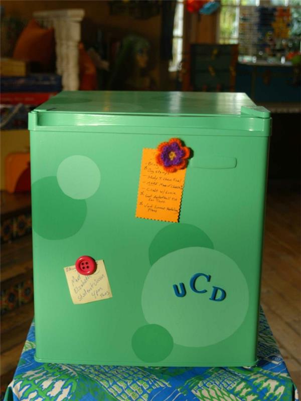 retro jääkaappi vihreät ympyrät design vintage tee se itse