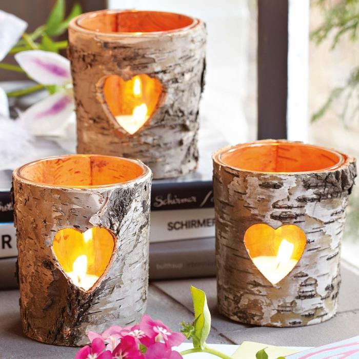 romanttiset elävät diy -lyhdyt koivunkuoren tee -valot