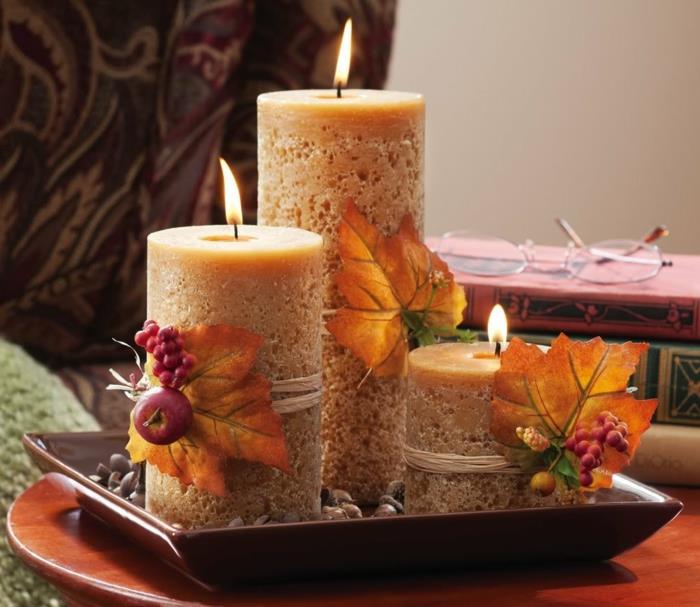 romanttinen elävä pilari kynttilät syksy koristelu