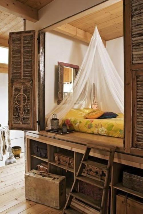 romanttinen makuuhuone sisustaa kammion hyttysverkolla