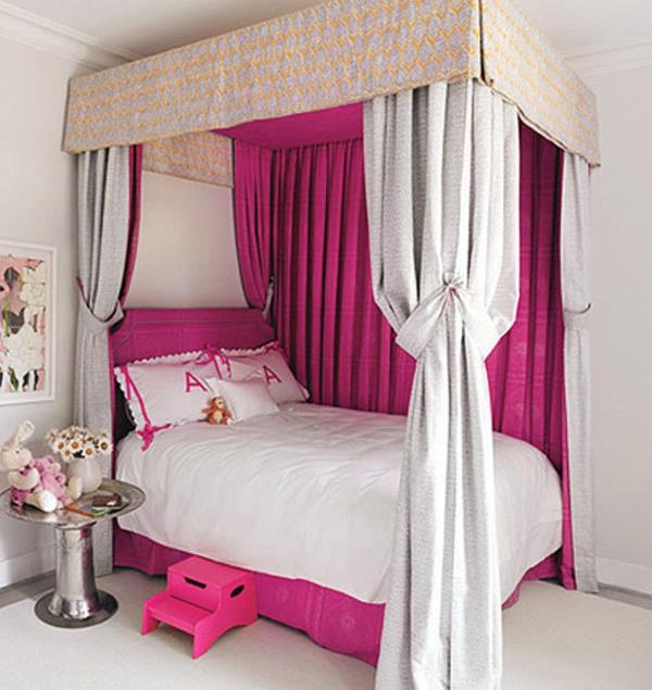 vaaleanpunainen makuuhuoneen sänky katos vaaleanpunainen