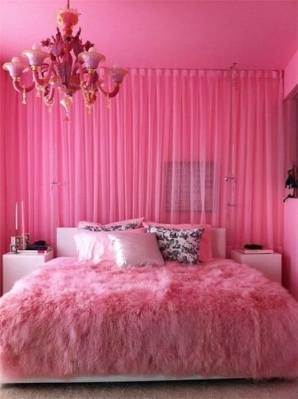 vaaleanpunainen makuuhuoneen turkki