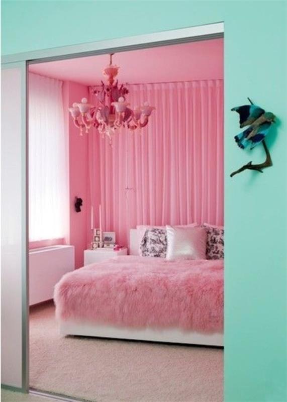 vaaleanpunainen makuuhuone harmoninen kontrasti