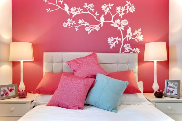 vaaleanpunainen makuuhuoneen tyynyn seinätarra