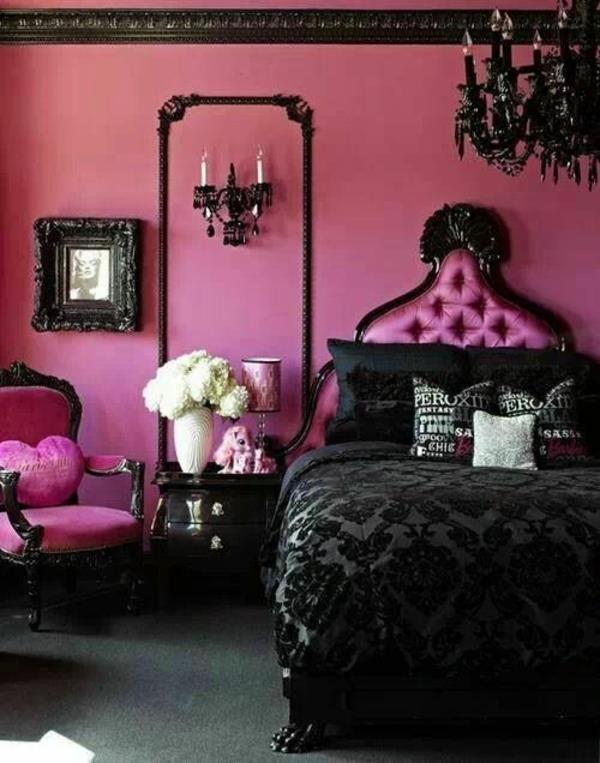 vaaleanpunainen makuuhuone maskuliininen musta