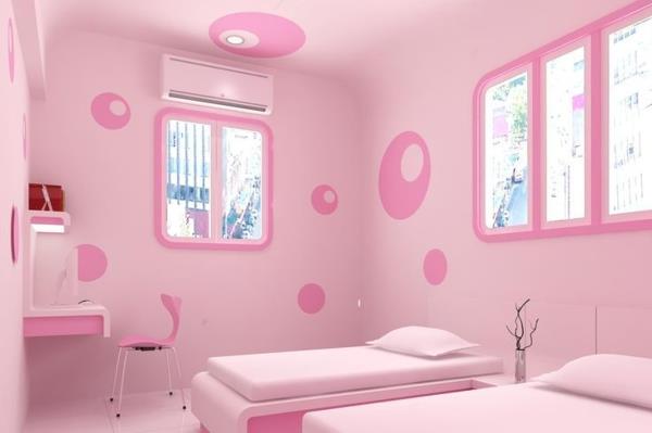 vaaleanpunainen makuuhuone minimalistinen