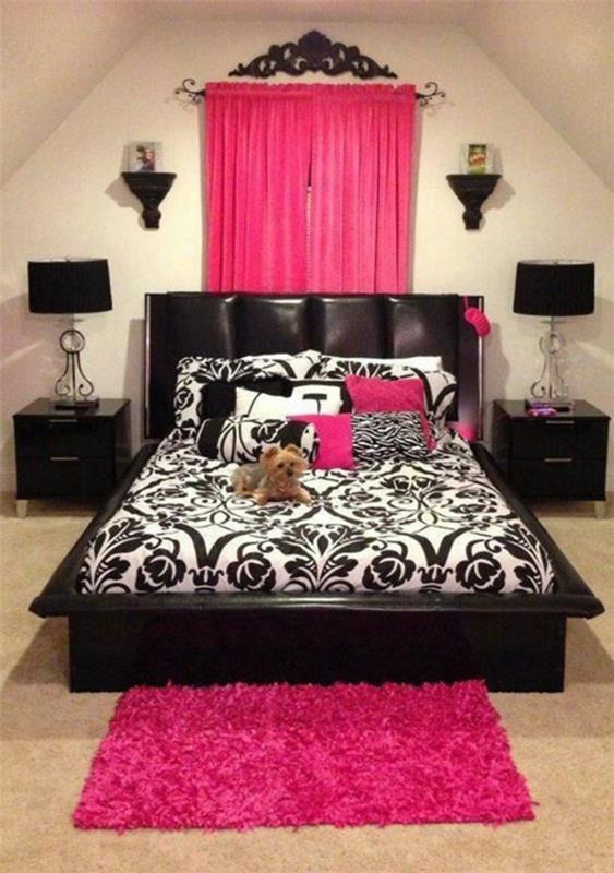vaaleanpunainen musta makuuhuoneen nahkakalusteet