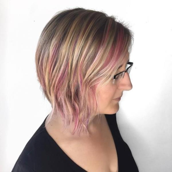 vaaleanpunainen ja vaalea - kampaukset ohuet hiukset