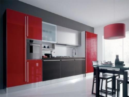 punainen kiiltävä keittiökaluste idea idea alkuperäinen moderni houkutteleva
