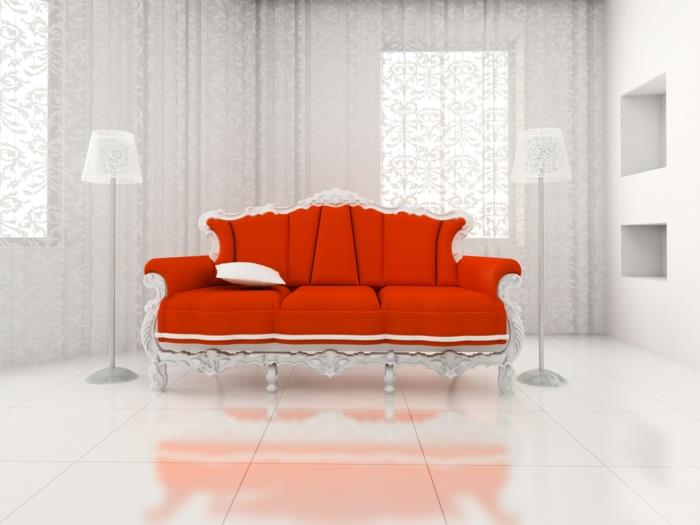 punaiset sohvat ylellinen design olohuoneen sisustus
