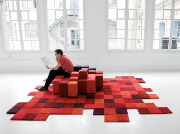 pehmeä tila punaiset sohvat matot verhoilu ottomaanien modulaarinen
