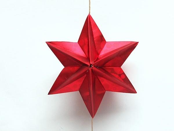 punainen joulutähti paperista tee origami -joulu itse
