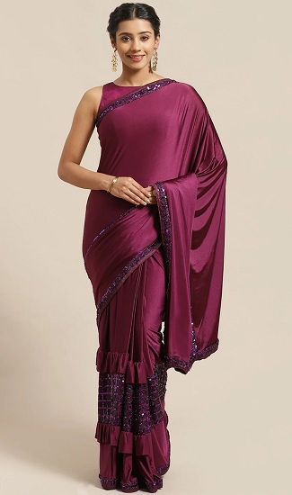 Satin Ruffle Saree