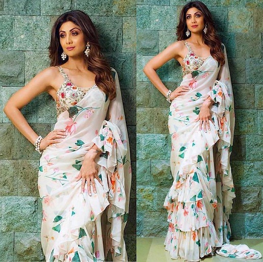 Shilpa Shetty fodros Georgette Saree