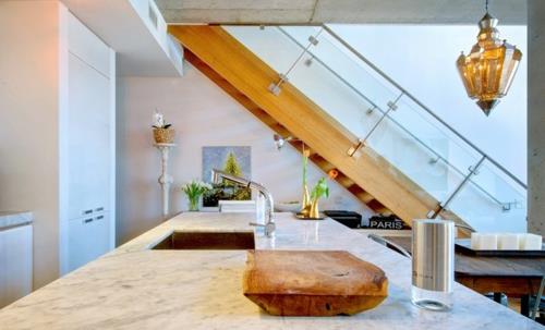 hiljainen viileä talo design keittiö marmori näyttää työtasolta
