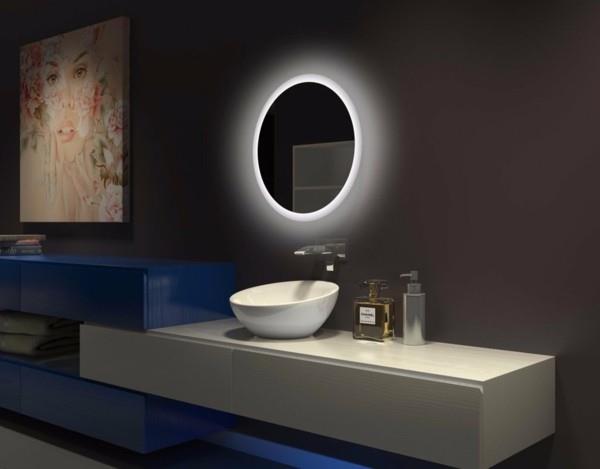pyöreä kylpyhuoneen peili epätavalliset kylpyhuonekalusteet valaistu kylpyhuoneen peili