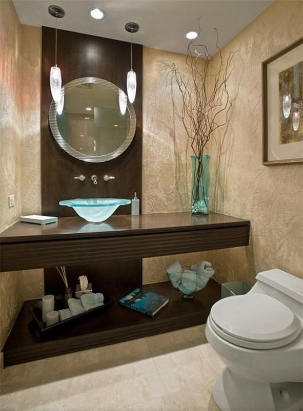 pyöreä kylpyhuoneen peili kylpyhuone ruskea beige