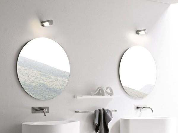 pyöreä kylpyhuoneen peili ilmava tilan tunne valkoinen kylpyhuoneideoita