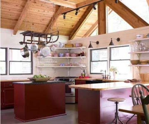 maalaismainen maalaismainen yhdistetty moderni keittiökaapit ikkunat