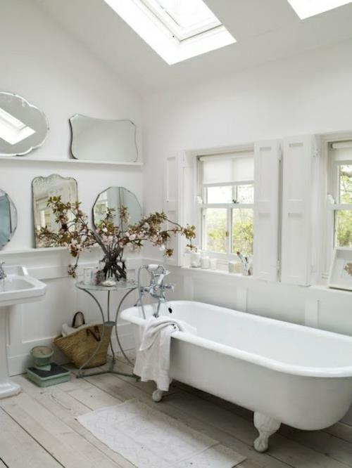 maalaismainen kylpyhuoneen suunnitteluideat kylpyammeen jalat valkoiset