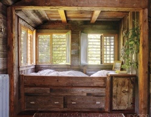 maalaismainen maalaistyylinen sänky suunnittelee puuta sängyn runkoa