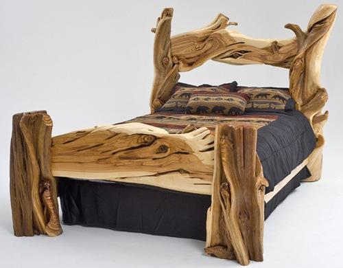 maalaismainen sänky suunnittelee puun sängyn runkoa woodland creek