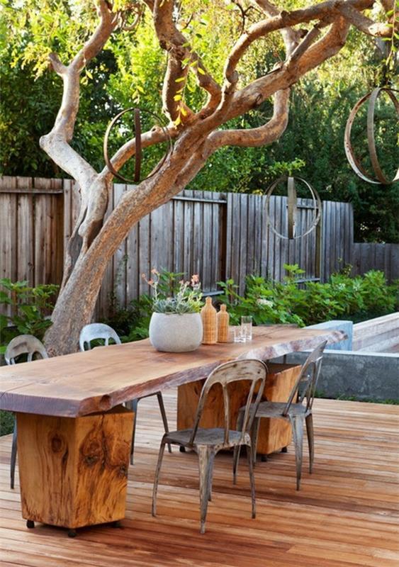 maalaismainen sisustus riippuva sisustus puutarha puinen pöytä