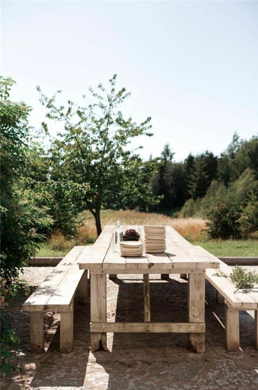 maalaismainen puutarhakalusteiden sarja puu massiivipuiset huonekalut