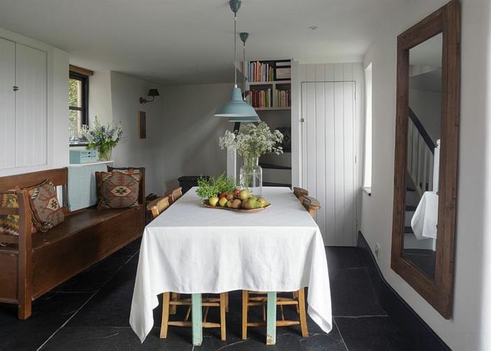 maalaismainen huonekalut ruokasali suunnittelu ruokapöytä puukalusteet