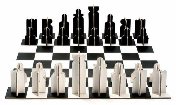 shakkinappulat pahvi mustavalkoinen minimalistinen