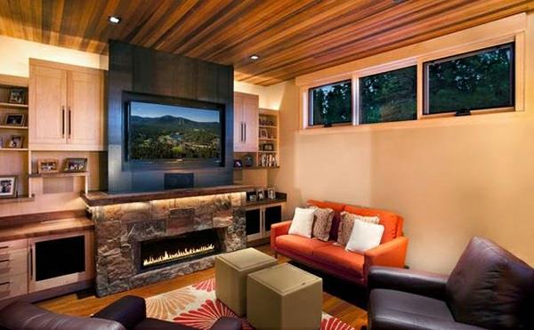 perustaa kodin tyylikäs olohuone jakkara oranssi kaksi sohvaa