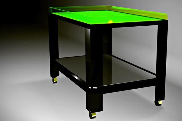 tyylikkäät vihreät huonekaluvaunut, neon hehkuva pinta
