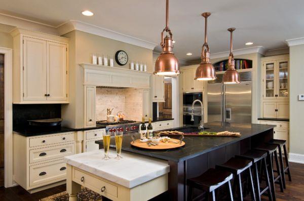 tyylikkäät riippuvalaisimet moderni keittiö ruskea sisäänrakennettu takka