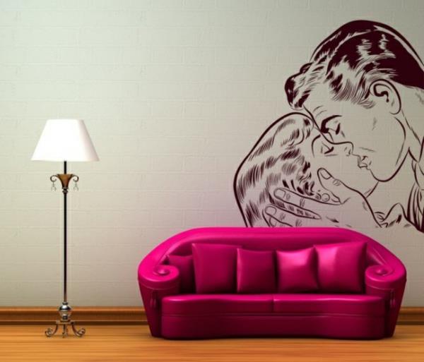 tyylikäs seinäkoriste suudella purppura ylellinen sohva