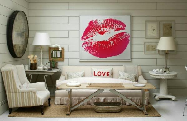 tyylikäs seinäkoriste suudella punaisia ​​huulia