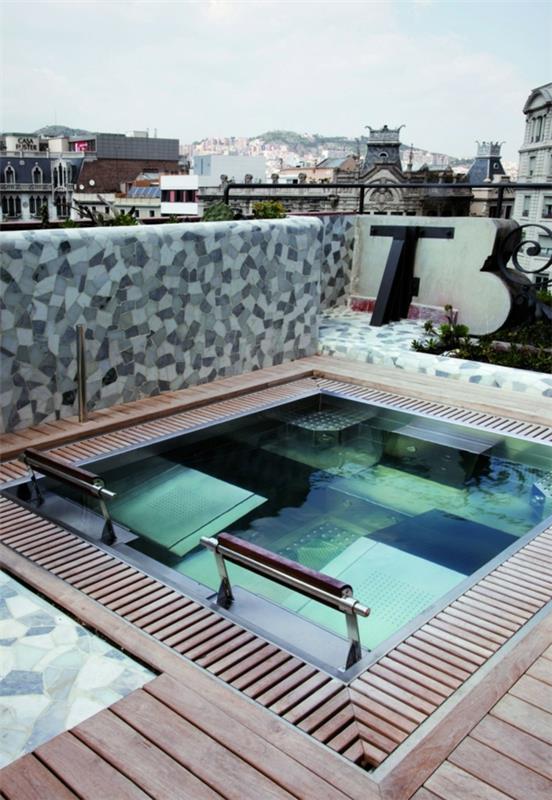 Tyylikäs keskeinen hotelli design barcelona vesi puulattiat