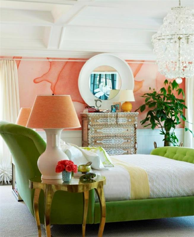 nukkua hyvin vinkkejä suuri vihreä sänky kaunis seinän suunnittelu viileä sivupöytä