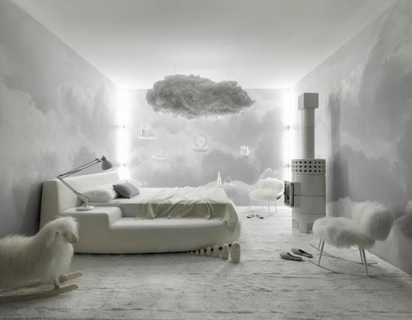 makuuhuoneen makuuhuoneen seinän muotoinen taivaan inspiraatio