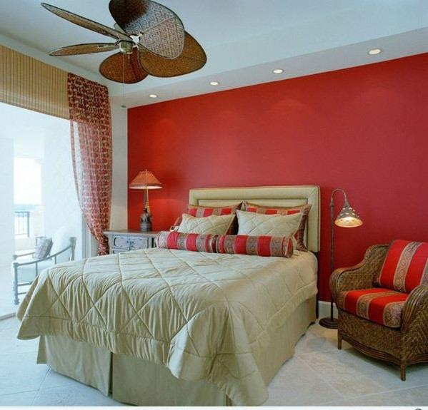 makuuhuoneen suunnitteluideoita punainen aksentti sänky
