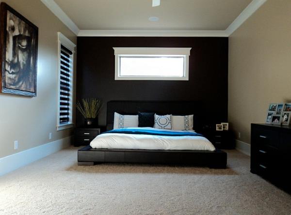 makuuhuone aasia mustat huonekalut syvä kasa matto