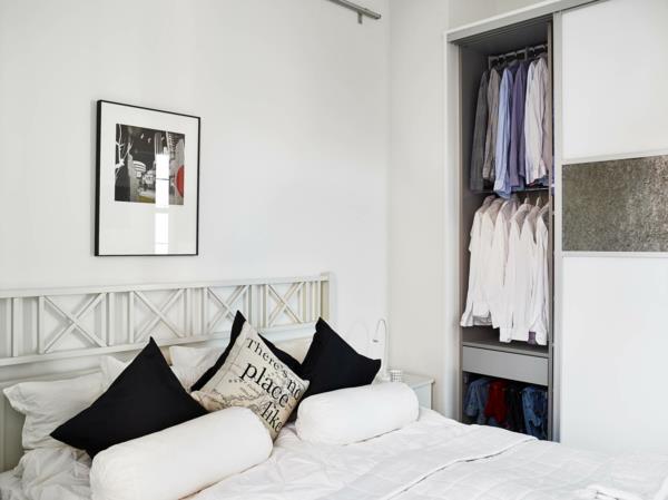 makuuhuoneen sisustusideoita skandinaavinen muotoilu valkoinen minimalistinen tyylikäs
