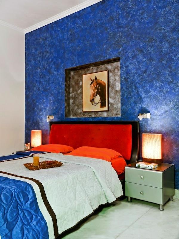 makuuhuoneen värit sininen seinän suunnittelu
