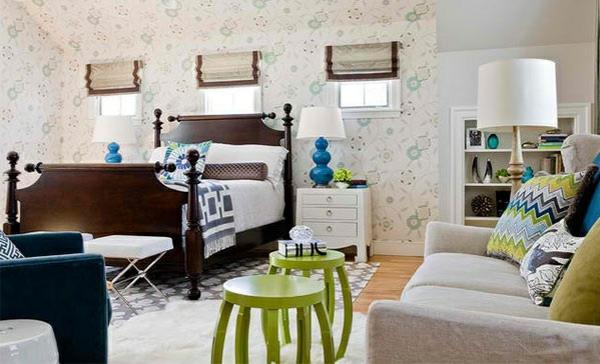 makuuhuoneen värit ideoita sininen vihreä huoneen suunnittelu väreillä seinämaalaus tapetti kuvio