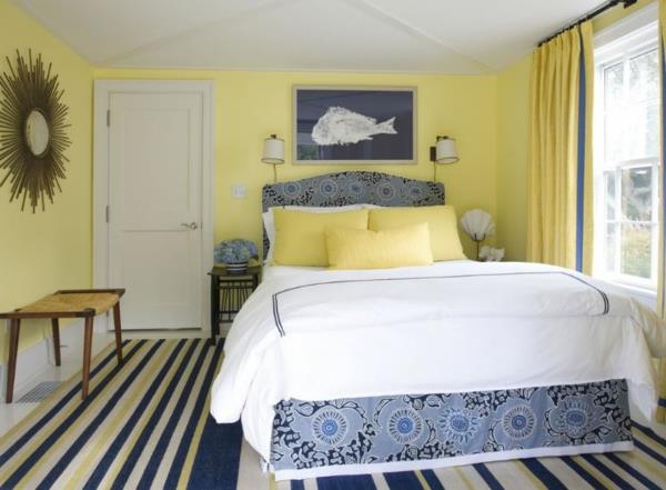 makuuhuoneen värit seinämaali keltainen väripaletti seinämaaliideoita